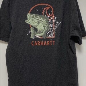 Carhartt Dark Gray T-Shirt with Fish Design